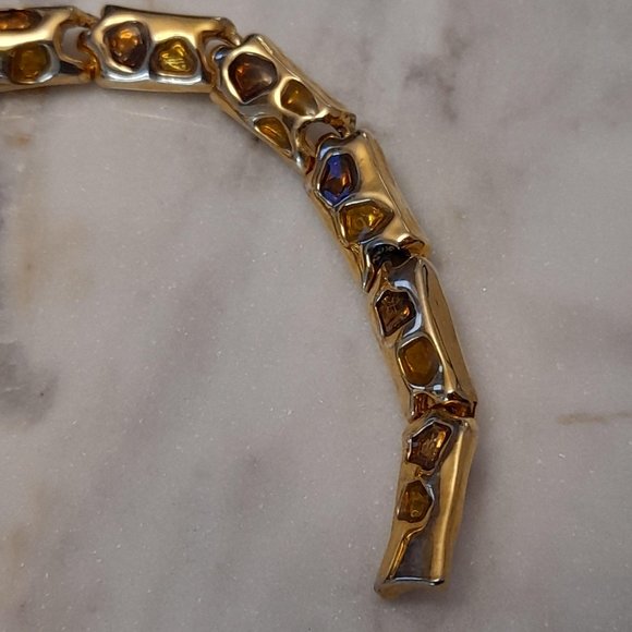 Vintage Articulated Over The Shoulder Leopard Brooch Gold Tone With Amber Stones - Picture 8 of 15